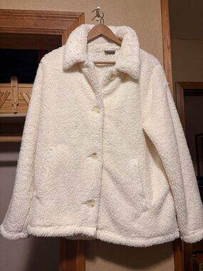 32 Degrees Cream Sherpa Button-Front Jacket